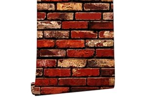 MELUNMER 17.7”×118” Red Brick Wallpaper Peel and Stick Wallpaper Brick Self Adhesive Wallpaper Stick and Peel Removable Wallpaper Brick Look Wallpaper Red Brick Contact Paper Decorative Easily to Install