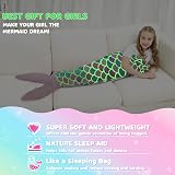 WERNNSAI Mermaid Tail Blanket 110x40cm Glow in Dark Kids Blanket view 5