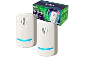 EXOM ESSENTIALS ES-2, Ultrasonic Pest Control Repeller - Electronic & Ultrasound, Indoor Plug-in Repellent - Get rid of - Rodents, Mice, Squirrels, Bats, Insects, Bed Bugs, Ants, Fleas, Spiders, Roaches (2 Pack)