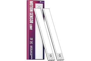 Auxoda Under Cabinet Lights 2 Pack, 3200mAh Motion Sensor Light Indoor, Under Cabinet Lighting Wireless, Closet Lights, 60 LED Lights for Bedroom, Under Counter Lights for Kitchen