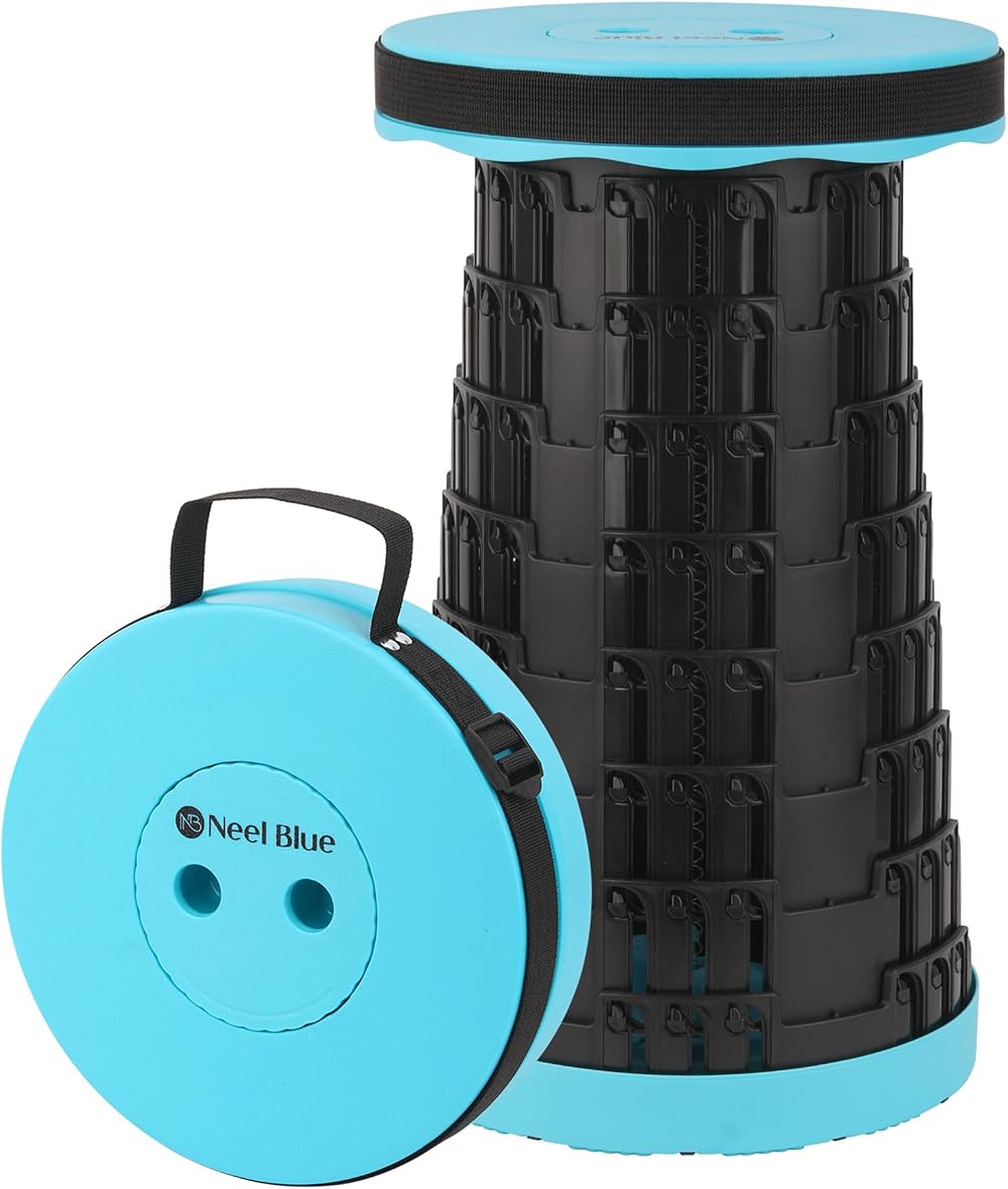 Trimming Shop Heavy Duty Foldable Telescopic Stool Blue 440lb Max Load