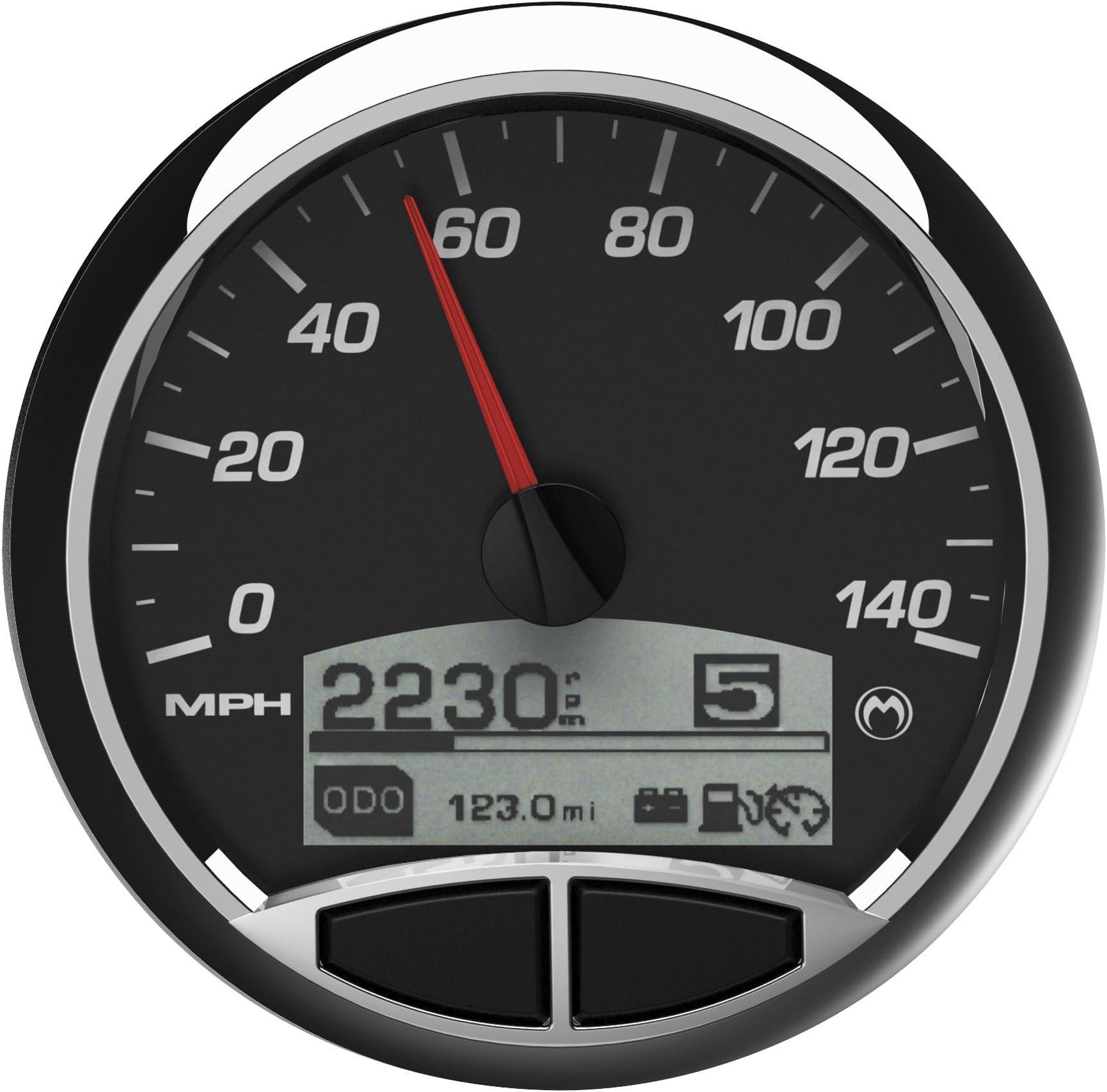 Medallion Premium (5 in.) Console Racing Black Gauges for 2004-13 FLHR, FLST mo - One Size
