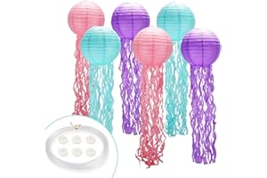 GAILROSO Jellyfish Decor,Jellyfish Paper Lanterns with String and Hooks,Hanging Jelly Fish for Mermaid,Under The Sea,Ocean Themed Party(Pink Blue Purple 8Inch）