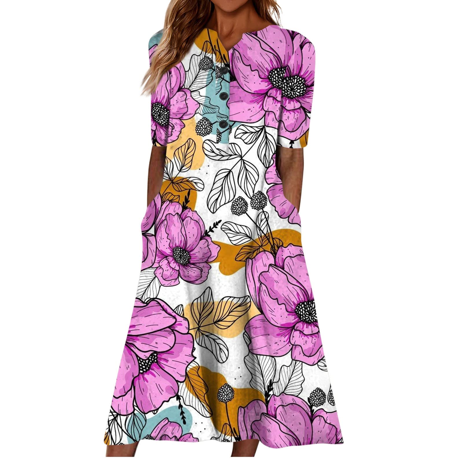 Short Sleeve Sundresses for Women Women's 2024