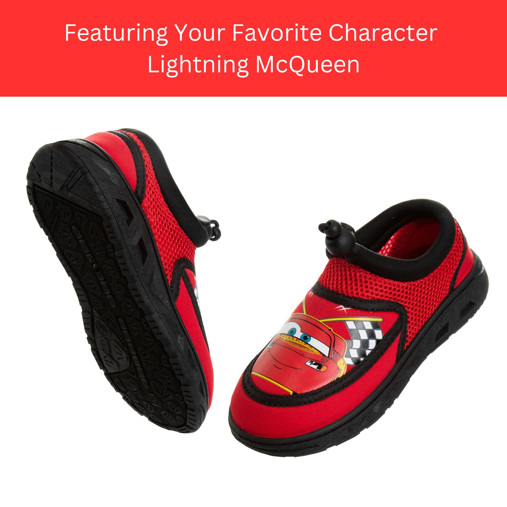 Toy Story Cars Boys Water Shoes Kids Sandals - Lightning McQueen Woody Buzz Lightyear Pool Aqua Socks Bungee Waterproof Quick Dry (Toddler-Little Kid)