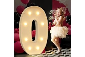 Tongjoy Light up Numbers 0, 3FT Giant Marquee Numbers for 30th 40th 50th 60th Birthday Decoration, Large Light Up Numbers for Anniversary Party Decor, Pre-Cut Foamboad Mosaic Numbers