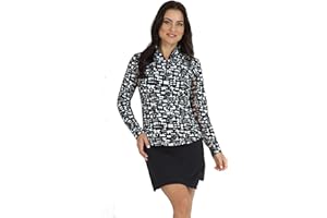 IBKUL Women’s Sun Protective UPF50+ Icefil Cooling Juno Print Long Sleeve Mock Neck Top – 10759