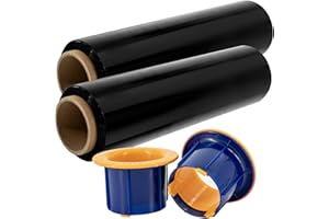 PofA Plastic Stretch Wrap Film Roll, 2 Pack 18” Black 1200 Feet 80 Gauge (20 Micron) Industrial Heavy Duty Plastic Shrink Wrap Roll for Packing, Shipping, Pallet, Cling, Furniture, Moving Supplies