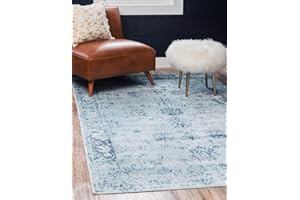 Unique Loom Sofia Collection Area Rug - Casino (5' 3" x 8' Rectangle, Light Blue/ Ivory)