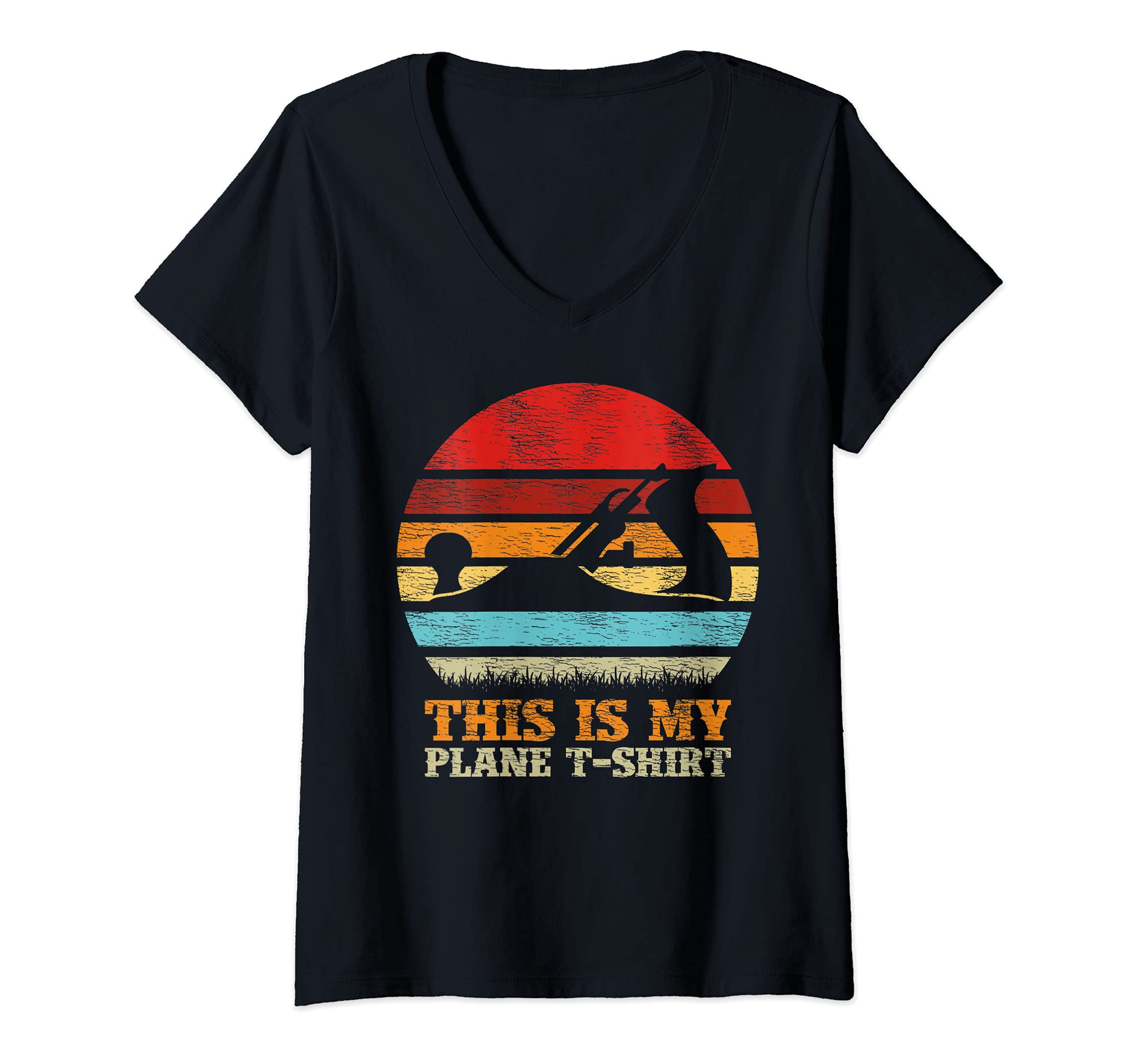 Womens Retro Style This Is My Plane T-Shirt - Wood Planer Carpenter V-Neck T-Shirt