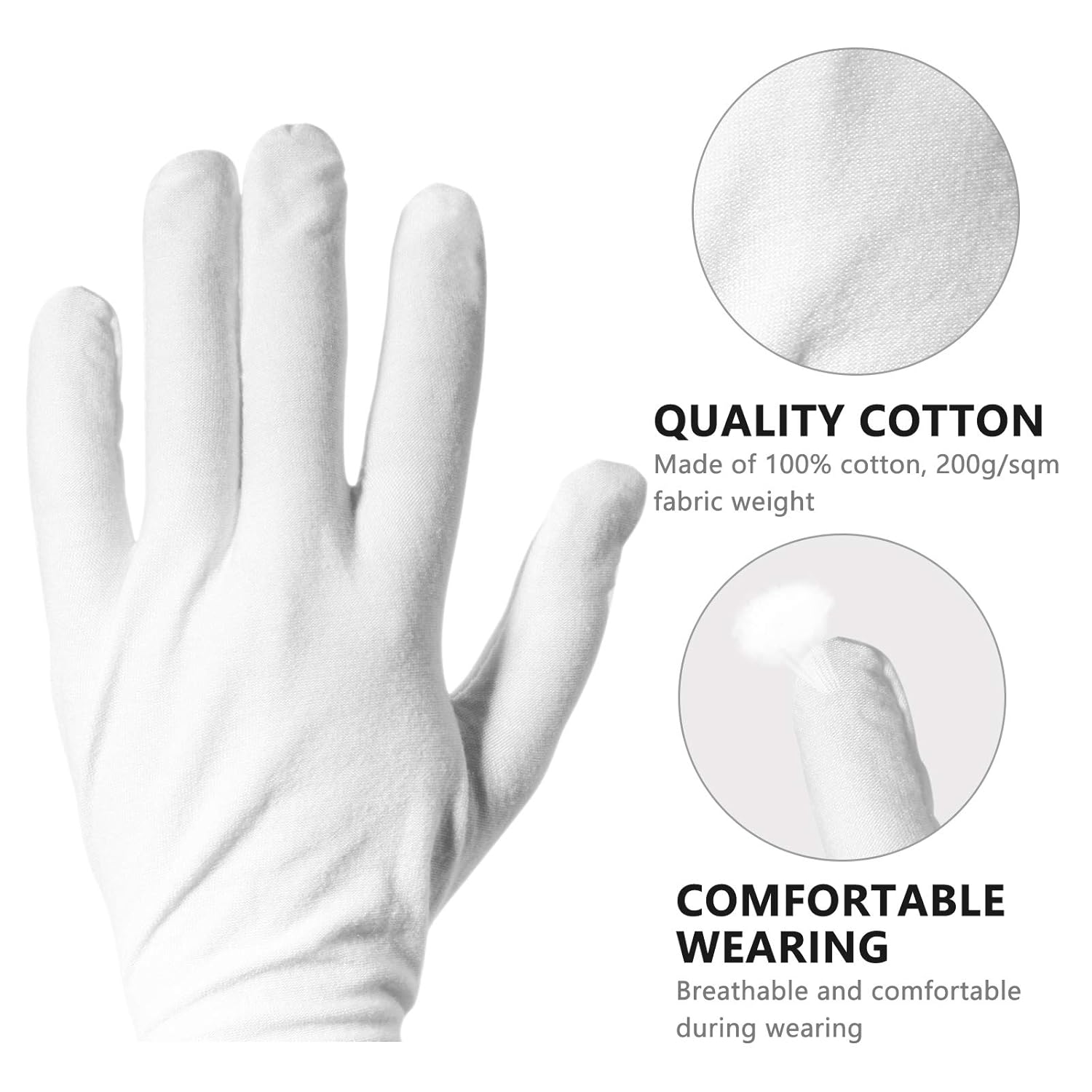 Occan White Cotton Hand Moisturizing Gloves Overnight for Men and Women, White Gloves for Moisturizing Hands, Eczema, Jewelry, Costume (6 Pairs) : Beauty