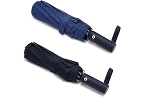 PFFY 2 Packs Travel Umbrella Windproof Auto Open & Close Collapsible Folding Small Compact Backpack Car travel Essentials Purse Umbrellas for Rain