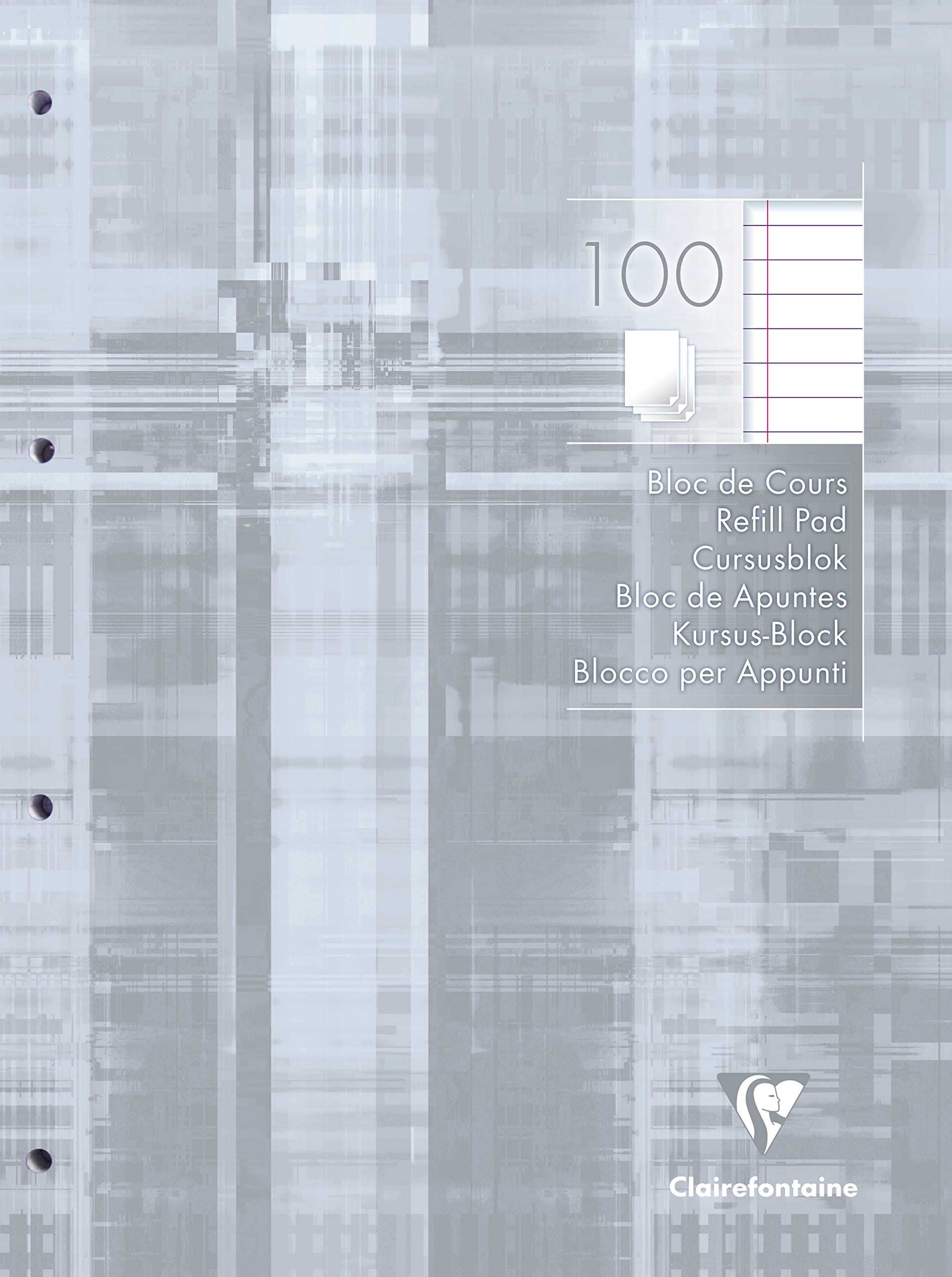 Clairefontaine 5814C - One Light Grey Perforated Glued Course Pad - A4 21x29,7 cm - 200 Lined Pages with Margin - 90 g White Paper - Laminated Card Cover