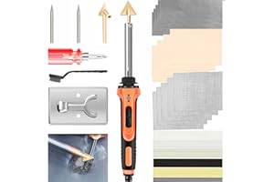 Aumotop Plastic Welder - 100W Plastic Welding Kit Soldering Iron Gun with 56pcs Rods, Professional Surface Repair Tool for Car Bumper with 4 Welding Tips, Patch Net,Hot Iron Stand,Wire Brush (red)