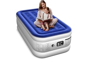 Xsleep Twin Air Mattress with Built in Pump Luxurious Comfort 18" Raised Inflatable Mattress Twin Airbed Blow Up Mattress for Home and Guests 75"*39"*18"Air Bed 2 Mins Fast Inflate/Deflate 330 lbs Max