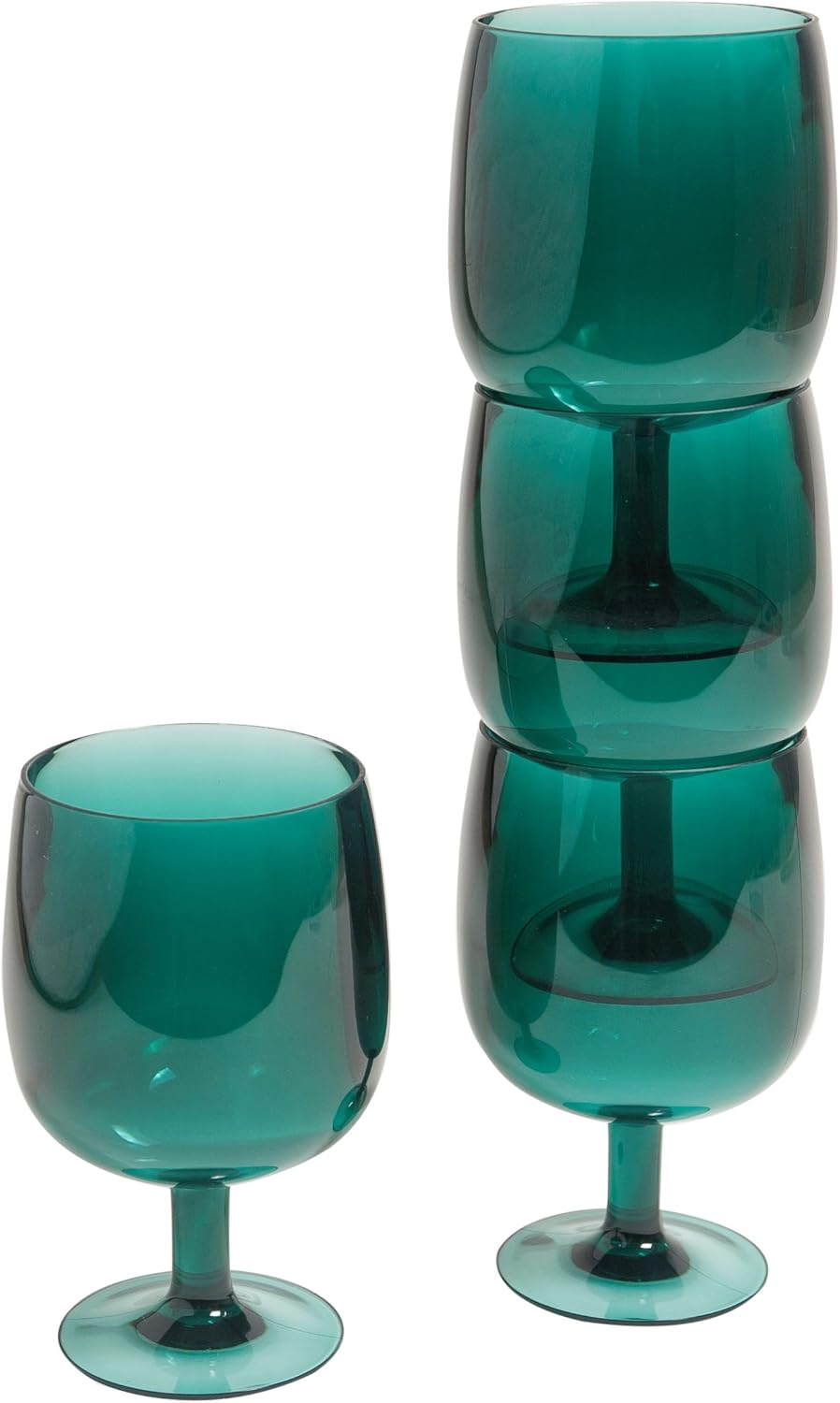 Galleyware Green Stacking Acrylic Wine Glasses, Set Of 4