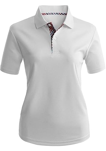 CLOVERY Women's Moisture Wicking Coolmax Fabric Short Sleeve Polo