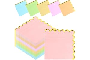 150 Pcs Pastel Cocktail Napkins 2-Ply Paper Beverage Napkins with Gold Foil Edge Disposable Party Dessert Napkins for Birthda