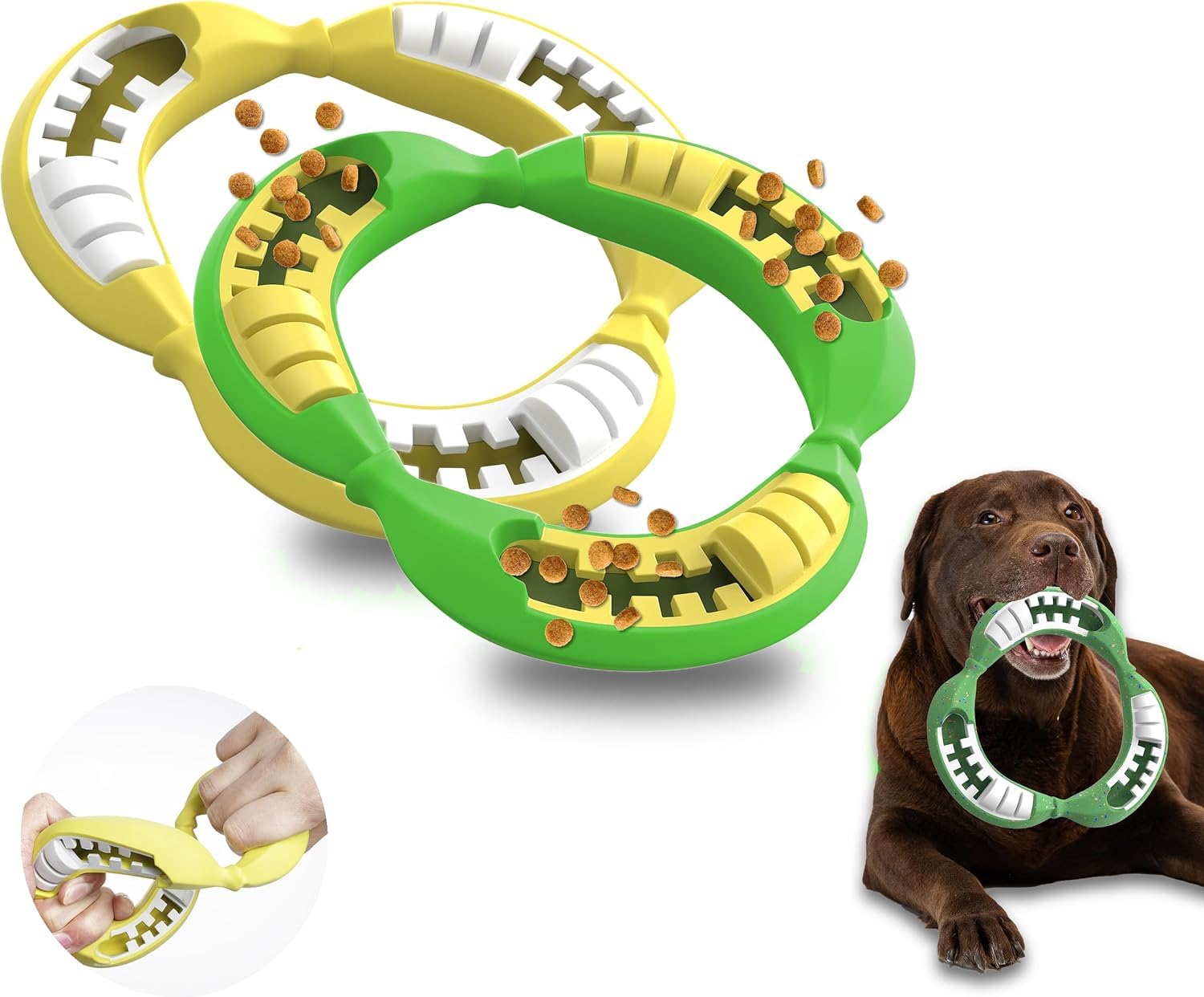 PetBuds Dog Toys Dog Frisbee Flying Disc Banana - Interactive Dog Toys for Boredom - Banana Shape Indestructible Dog Chew Toys - 2 in 1 Dog Treat Toy and Dog Chew Toys (Yellow & Green, Large)