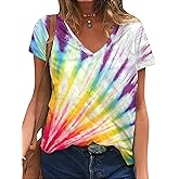 Pride Shirt for Women Rainbow Graphic T-Shirt LGBT Equality Tee Summer Short Sleeve V Neck Tops