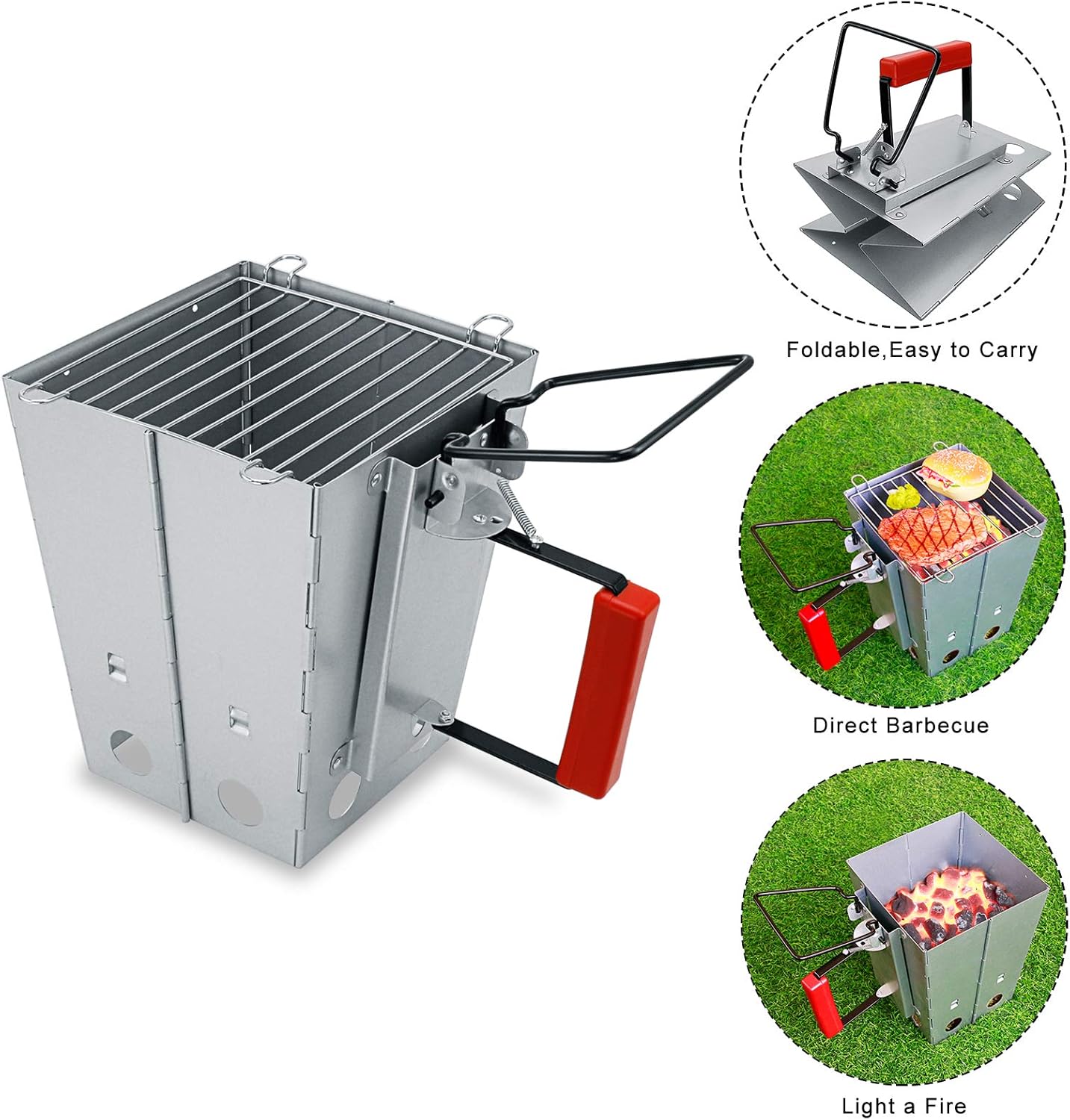 GFTIME Collapsible Charcoal Chimney Starter with Handle for er BBQ