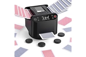 OBLITZON Automatic Card Shuffler and Dealer Machine – 360° Rotating for 1-2 Decks, 2-12 Players with 4 Remotes | Built-in Game Modes, Rechargeable & Quiet for Poker, UNO, Phase 10, Skip-Bo, Rummy (Black)
