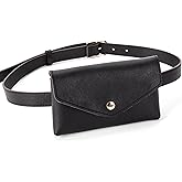 D.LerBung Womens Fanny Pack Leather Belt with Removable Belt Waist Pouch Fashion Belt Bags Black