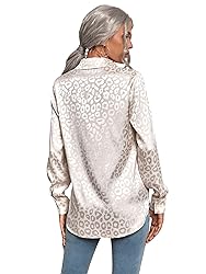 MakeMeChic Women's Satin Silk Long Sleeve Blouse