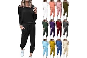 SHOPESSA Jogging Suits for Women 2 Piece Set Track Pant with Pockets Sweatshirt Pants Set Trendy Clothes