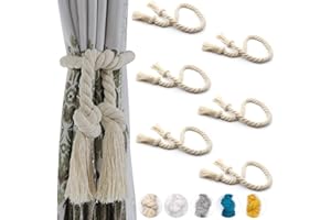 YTESEERY 6 Pack Curtain Tiebacks, Outdoor Curtain Ties, Natural Cotton Curtain Holders, Village Rural Rustic Curtain Holdbacks, Farmhouse Boho Rope Curtain Tie Back for Drapery Patio, Beige