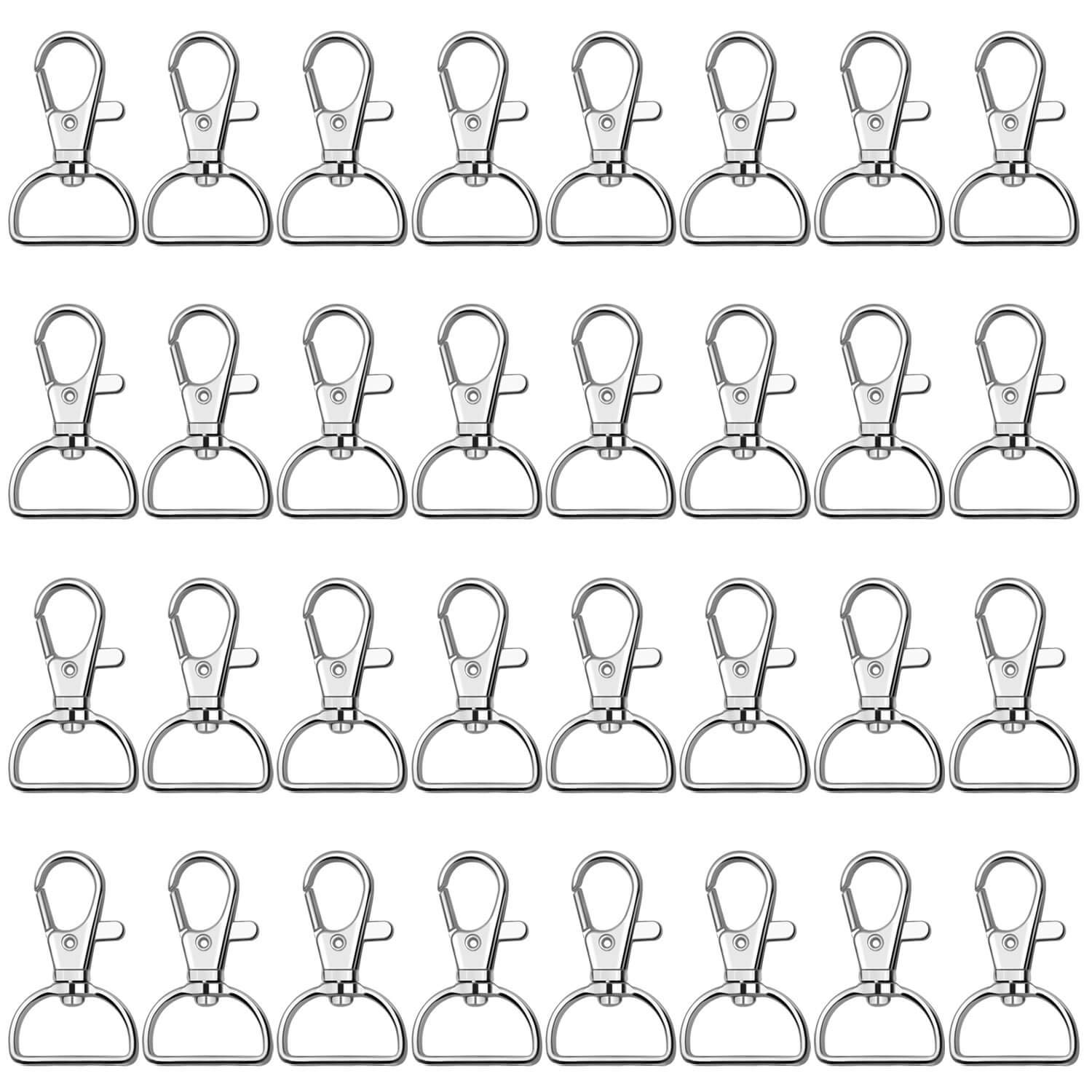 Key Chain Clip Hook, Anezus D Ring Clip Keychain Lanyard Swivel Snap Hooks Clip on Key Ring for Crafts and Purse Hardware (3/4” Inside Width)