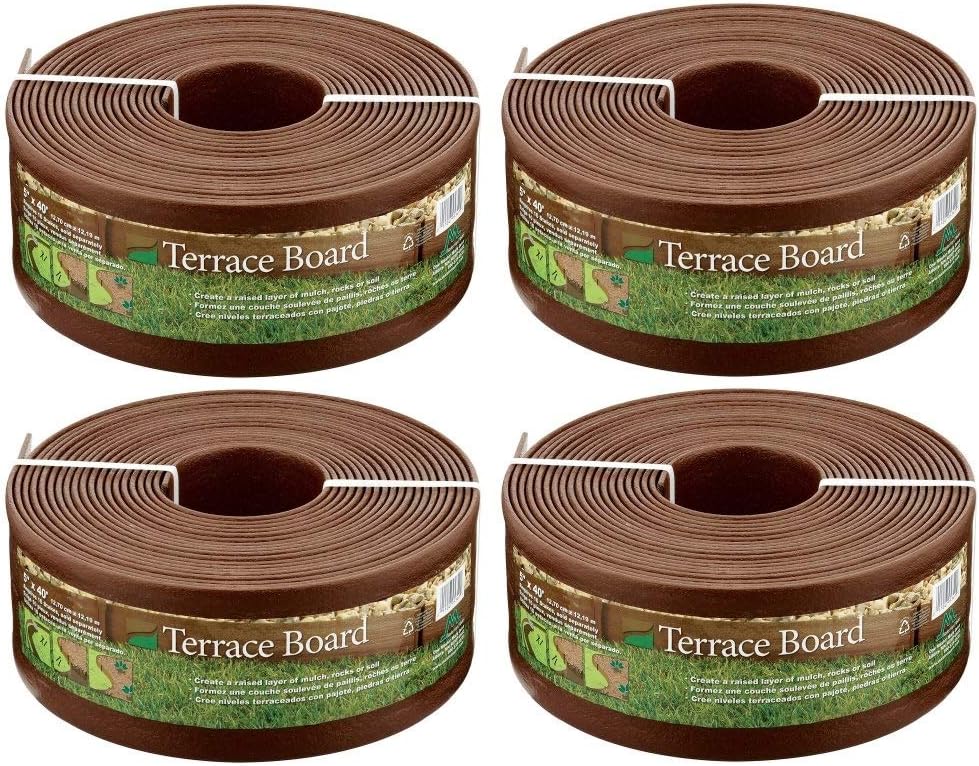 Master Mark Plastics 95340 Terrace Board Landscape Edging Coil, 5-inch x 40-Foot, Brown (Pack of 4)