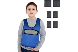 OBOIST Compression Vest for Kids (Large, Ages 10+) Weighted Vest for Kids Including 6 Removable Weights Navy Blue