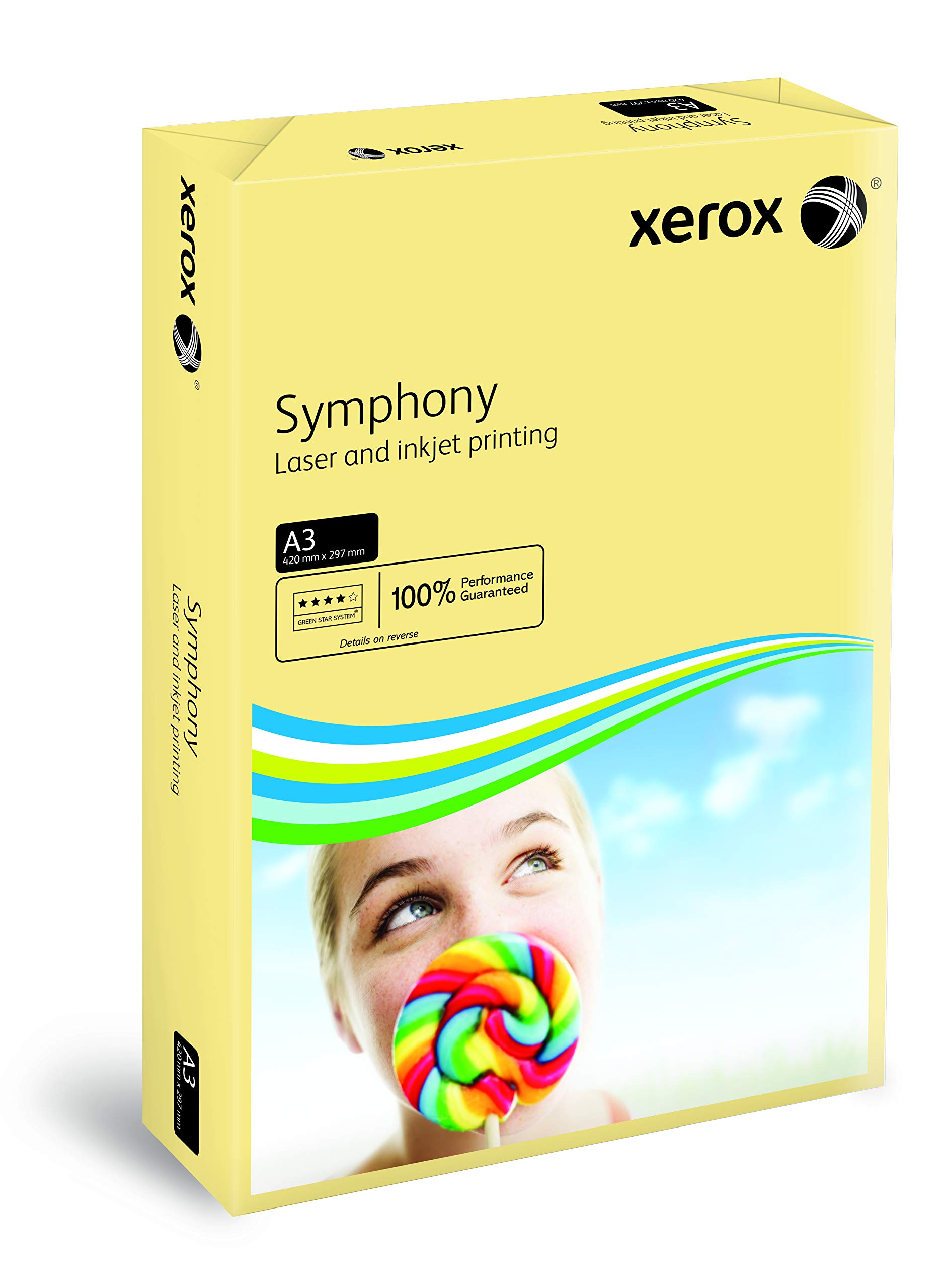 Xerox Symphony Pastel 003R92203 Printer / Copier Paper Coloured DIN A3 80 g/m² 500 Sheets Suitable for Colour Laser and Inkjet Printers / Pale Ivory (cream)