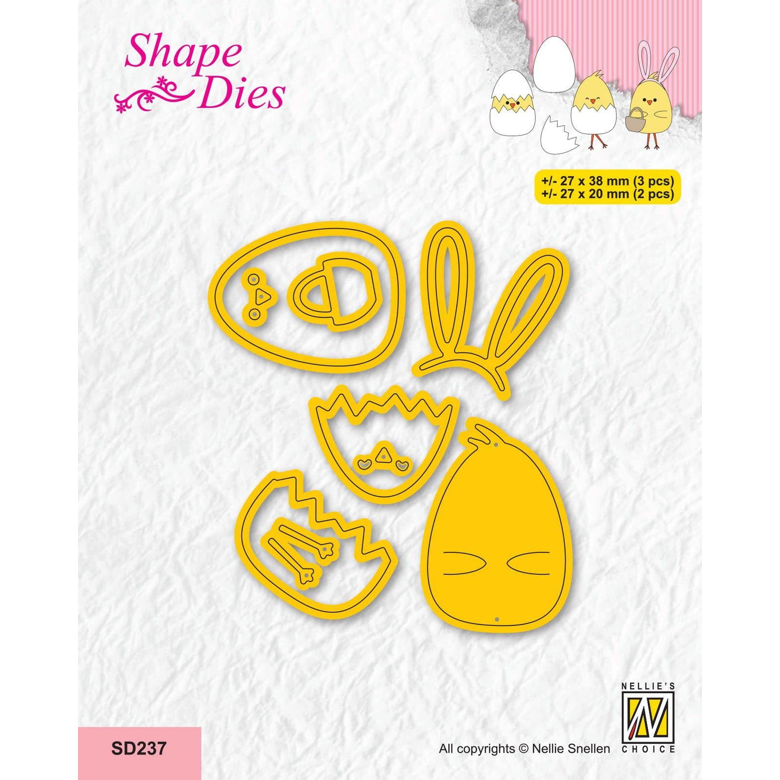 Nellie's Choice Cutting Die-Easter Chick-5 Shape 2,7 x 3,8 cm-Card Making Supplies-Metal Dies for Scrapbooking, DIY and Paper Crafts, Yellow, 27x20 / 27x38mm