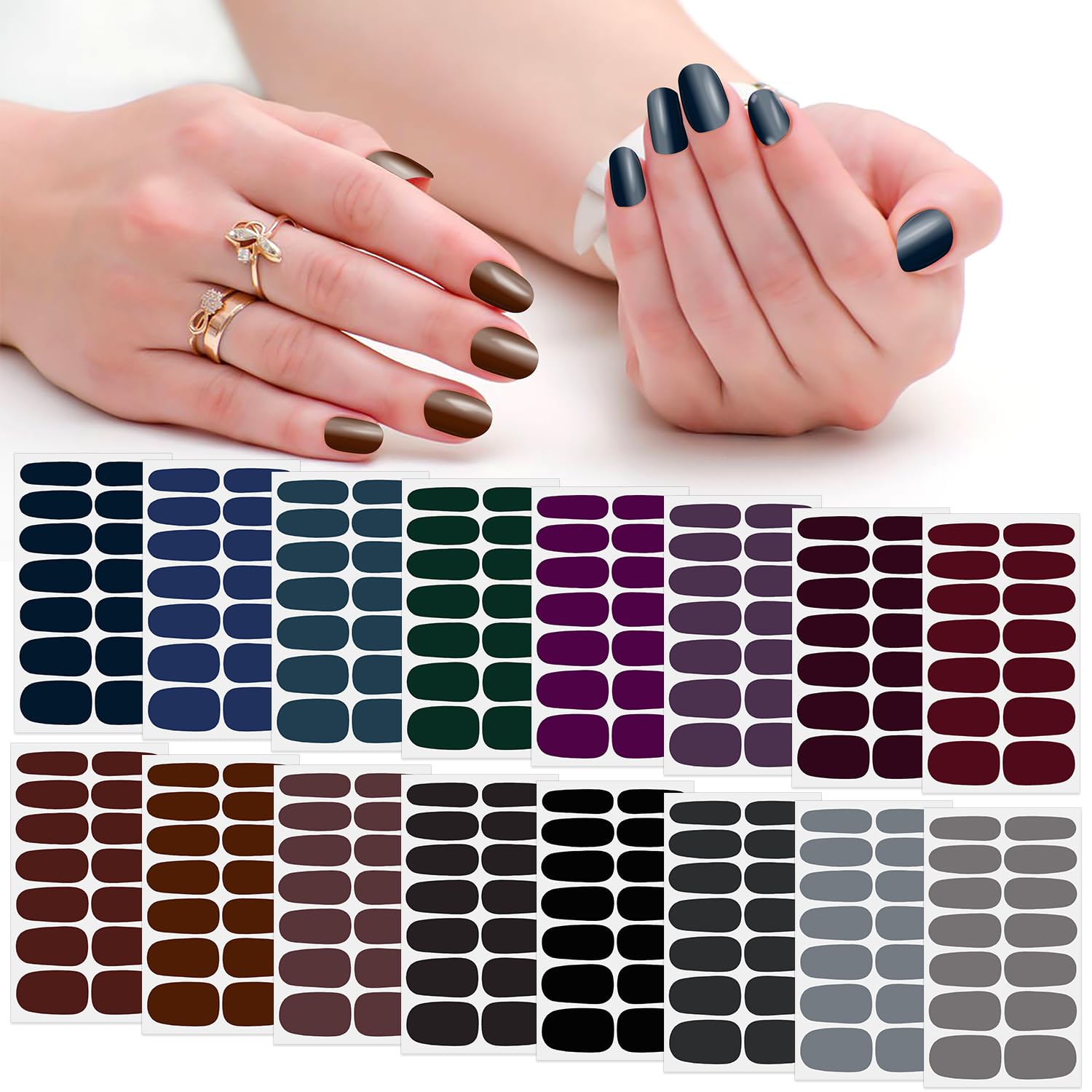Photo 1 of SILPECWEE 16 Sheets Dark Nail Wraps for Women Stick on Nail Polish Strips Gel Nail Strips Self Adhesive Nail Polish Stickers Black Fingernail Sticker Nails Manicure Kit with Nail File