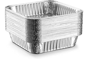 Waytiffer 25pack- 8 x 8 Aluminum foil Pans Disposable Heavy Duty Square baking Cake Pans, Cooking Tins Homemade Breads Oven Pans,Foil Pans, Baking cake Pans Roasting Pans