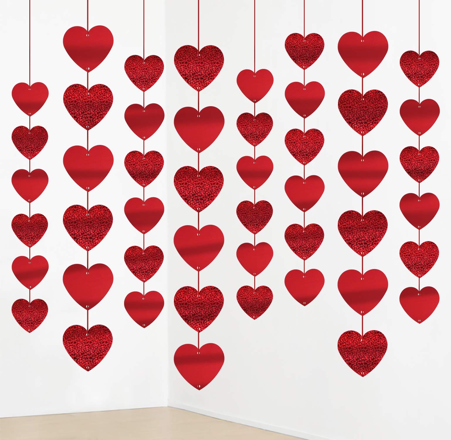 jollylife 12PCS Valentine’s Day Decorations Heart Garland Party