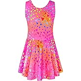 Girls Swimsuits Kids One Piece Sleeveless Swimwear Skirted Bathing Suit Summer Swim Dress with UPF 50+ Sun Protection
