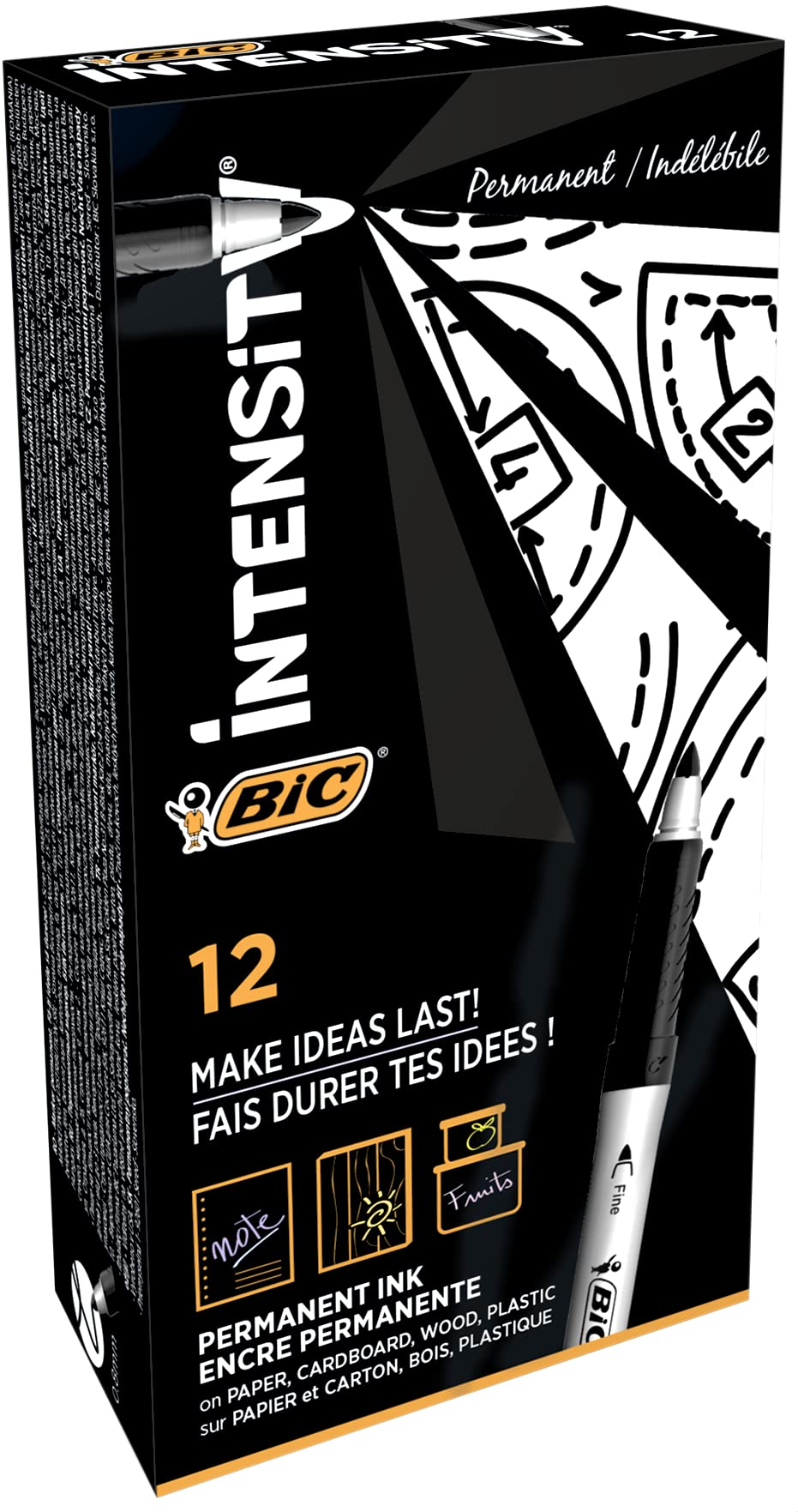 BIC Permanent Marker FINE Black PK12