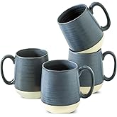 Hasense Coffee Cups Ceramic, Coffee Mugs with Handles Set of 4, 15 oz Tea Cups for Home and Office, Stylish Colorblocking Mugs for Coffee, Tea, Latte, Hot Chocolate, Christmas Cups Gift, Deep Blue
