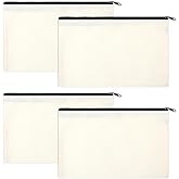 Matwsec 4PCS Small Pencil Pouch with Zipper, Blank Bags Bulk, Makeup Bag, Cosmetic Bags for DIY Craft, Travel, Organized Storage (8.3 X 5 Inches)