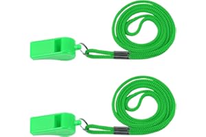 Plume'CHJ Whistle, 2 Packs Plastic Sports Whistles with Lanyard, Loud Crisp Sound Whistle Ideal for Coaches, Referees, and Officials