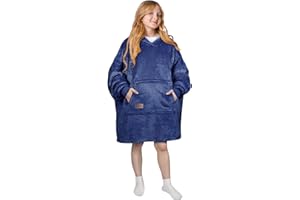 Tirrinia Blanket Hoodie for kids, Oversized Wearable Blanket, Cartoon Hooded Sherpa Lined Blanket, Gift for Kids Teens, Youth. Dark Blue