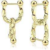 BRAYEG 14K Gold Plated Convertible Paperclip Link Huggie Hoop Earrings for Women Small ＆Medium Chunky Hoop U Dangle Earrings Trendy Cubic Zirconia Drop Dangle Earring Girlfriend Birthday Jewelry Gift