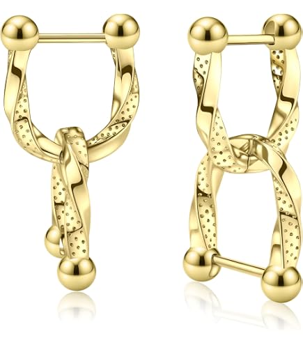 Amazon.com: U Shape Pin Earrings - Gold Plated Link & Hoop Design