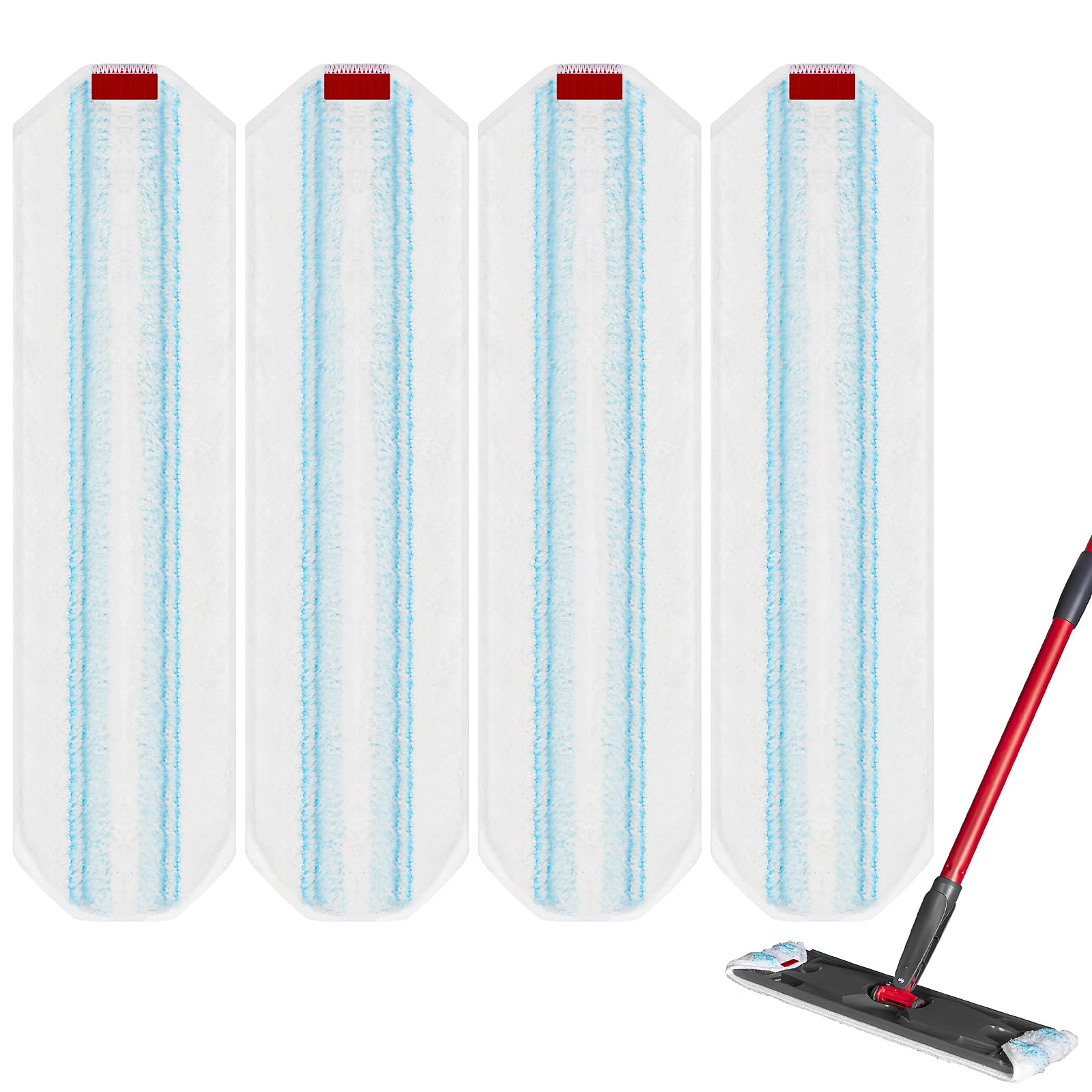 Photo 1 of 4 Pack Microfiber Mop Pad for O-Cedar H2prO Flat Mop System, Reusable Mop Head Replacements, Machine Washable (White*4P)