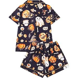 NUOLALDH Halloween Pajamas Women Sexy Pjs Set Matching Pants Skull Costumes Adult Clothes For Family Couples Dress