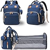 Lamroro Diaper Bag with Changing Station, Waterproof 3 in 1 Baby Diaper Backpack with Foldable Changing Pad, Large Travel Back Pack for Baby Girl Boy, Baby essentials, Blue