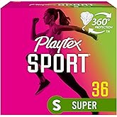 Playtex Sport Tampons, Super Absorbency, Fragrance-Free - 36ct